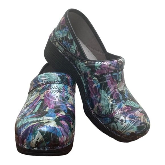 Dansko New Women's LT Pro Clogs Watercolor Tooled Leather size 38 - Picture 3 of 11